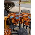 thumbnail image 4 of Outdoor Tablecloth with Umbrella Hole and Zipper, Blue Pumpkin Fall Square Table Cloth 54x54 Inch Waterproof Tablecloth, Thanksgiving Maple Leaves Autumn Picnic Table Cover for Patio Camping, 4 of 7