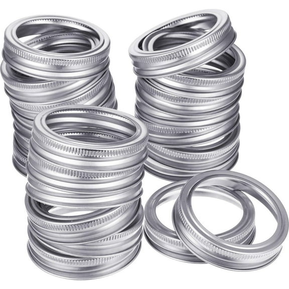 24 Pack Regular Mouth Canning Jar Rings, Regular Mouth Mason Jar Replacement Metal Rings - Split-Type Seals Jars Ring Rust Proof Leak Proof Screw Bands