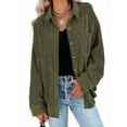 thumbnail image 2 of Womens Corduroy Button Down Shirts Boyfriend Long Sleeve Oversized Blouses Tops  Green XXL, 2 of 6