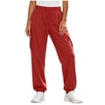 thumbnail image 3 of DYTTDG Women's Drawstring Elastic Waist Cargo Jogger Pants, Solid Color Loose Fit Casual Sweatpants with Side Cargo Pockets, 3 of 8