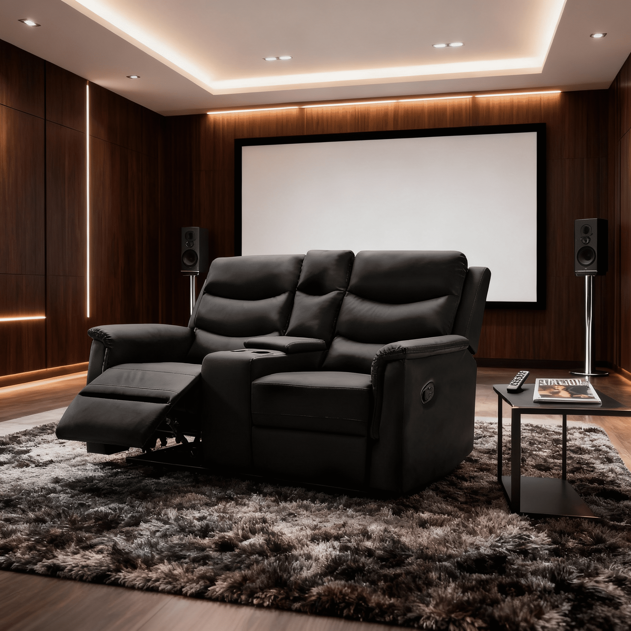 Gewnee 2-Seater Faux Leather Modern Recliner Loveseat Sofa with Cup Holders for Living Room, Apartment, Office Adults