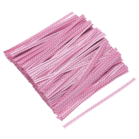 Uxcell Foil Twist Ties 3.9" Plastic Closure Tie for Bread, Candy Pink 500Pcs