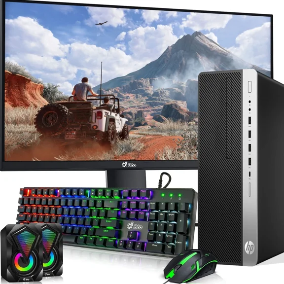 Restored HP 800 G5 SFF Gaming PC | i5-9th Gen Processor | Nvidia GT 1030 GPU | 16GB DDR4 RAM | 256GB SSD | WiFi+ Gaming KB & Mouse |22" LED Monitor| Windows 11 Pro Gaming PC Bundle (Refurbished)