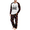 thumbnail image 5 of Men's Halloween Pajama Set Long Sleeve Raglan Crewneck Soft Cotton Loungewear with Print Top & Full Length Pants for Home Black M, 5 of 6