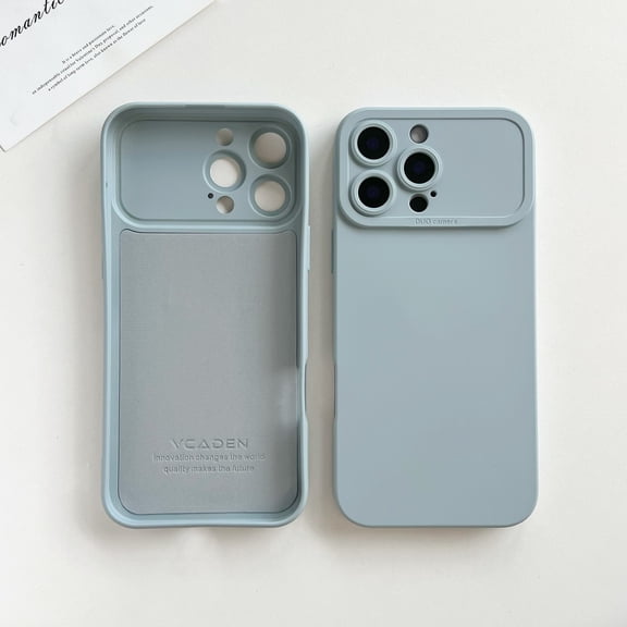 For iPhone 17 Pro Case with Camera Lens Protection, Matte Finish Liqiuid Silicone Soft TPU Shockproof Protective Case For iPhone 17 Pro, Slim Fit Cover for Women and Men,Bluegray