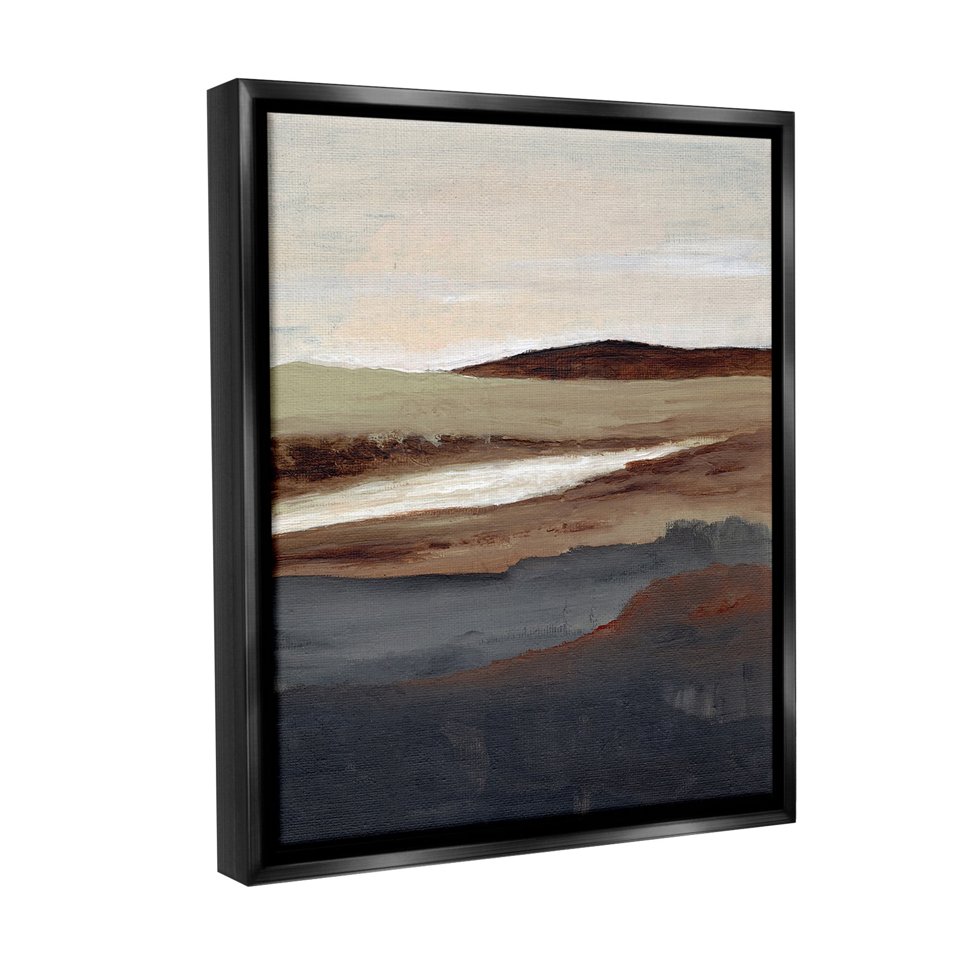 Stupell Industries Rustic Hills Abstraction Landscape Painting Black Floater Framed Canvas Art Print Wall Art, 17 x 21