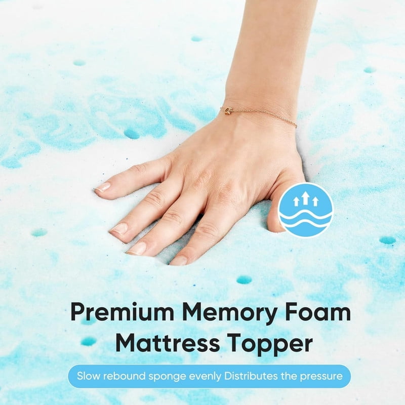 Kelno 3 Inch Memory Foam Mattress Topper with Cooling Gel Full Size Bed Comfort Supportive Bed Pad, CertiPUR-US Certified