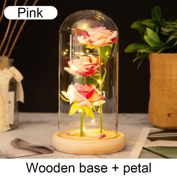 Mothers Day Gifts Party Artificial Flowers LED Rose Creative Valentine's Day Gift in Glass Glass Cover Simulation Rose Flower (Style 7)