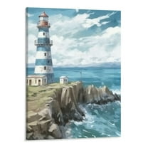 Shiartex Fall Decor Blue Lighthouse Print On Canvas Canvas Wall Art Picture 16x20in for Living Room Bedroom 16x20in