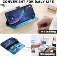 thumbnail image 6 of Leather For Apple iPhone 17e / 16e 6.1-inch Wallet Case Butterflys&Flowers, With Card Holder,Wristband,Magnetic Clasp Kickstand Folio Cover,Color-2,For iPhone 17e / 16e, 6 of 8