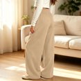 thumbnail image 7 of Girls Barrel Sweatpants with Pockets Baggy Casual Wide Leg Elastic Waist Kids Jogger Pants Khaki 6, 7 of 7