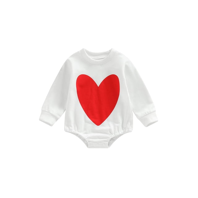 Faithtur Combinaison Bébé Saint-Valentin, Imprimé Cœur Dessin Animé Manches Longues Col Rond pour Garçons Filles