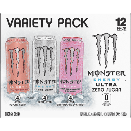 Monster Energy, Ultra VP, Ultra Peachy Keen, Strawberry Dreams, Zero Ultra, 16 fl oz, 12 pk