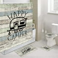 thumbnail image 6 of Happy Campers Shower Curtain Retro Rustic Wood Neutral Color for Travel Trailer Camping Theme Motor RV Bathroom Stall Shower Curtain Set, Waterproof Fabric Shower Cutain, Hooks Include 72X73, 6 of 6