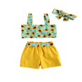 thumbnail image 4 of Baby Girl Tops Pants Summer Pockets Shorts+Waist Band Suit, 4 of 8