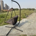 thumbnail image 6 of Miniyam Outdoor Hanging Egg Chair with Stand, Foldable Swing Chair with Cup Holder, Rattan Wicker Patio Chair with Cushions for Adults and Kids, Black, 6 of 7