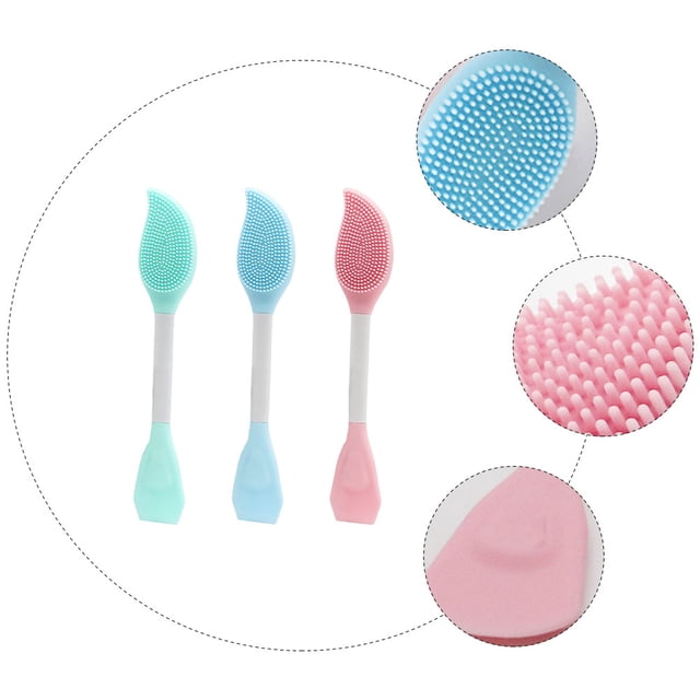 unbranded 3Ud Brochas Faciales De Silicona Doble Punta Para Mascarillas Con Masaje Y Limpieza Fácil