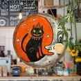 thumbnail image 5 of WHEANG Halloween Retro Cat And Moon Wooden Circular Logo Creative Decorative Board，Halloween Look Wall Art Moon And Wooden Sign, 5 of 5