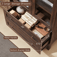 thumbnail image 6 of Arch Bookshelf with Storage Set of 2, Tall Bookcase with Glass Doors & Drawers, 6 of 7