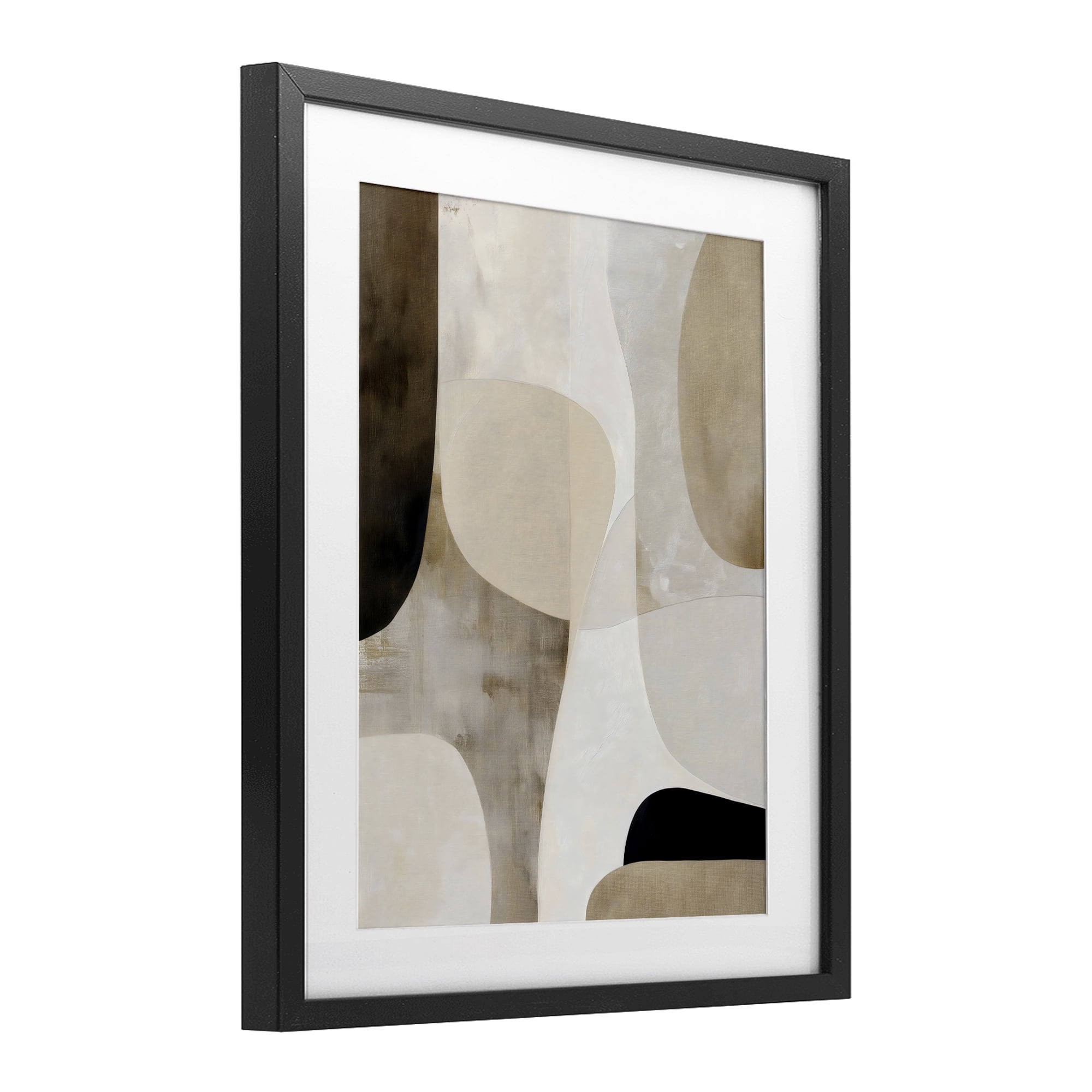 Stupell Industries Tan Shapes Organic Balance Black Framed Print Under Glass, design by Ink Drop Loft