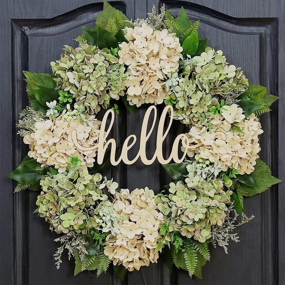 TVYTYAT hello Hydrangea Flower Wreath - Artificial Floral Door Decor for Spring, Summer, Wedding, Home & Window Display