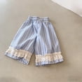 thumbnail image 2 of SHTXOZHI Toddler Girls Cute Pants Lace Ruffle Trim Elastic Waisted Pants Lightweight Breathable Print Loose Casual Bottoms, 2 of 7
