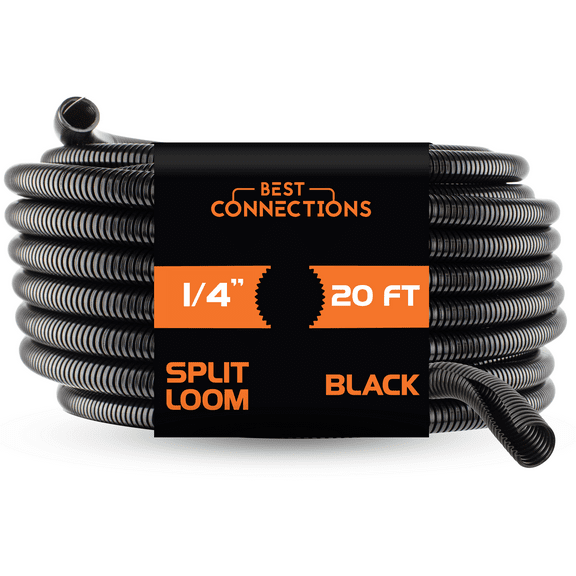 20 FT 1/4" INCH Split Loom Tubing Wire Conduit Hose Cover Auto Home Marine BlackMarine Black