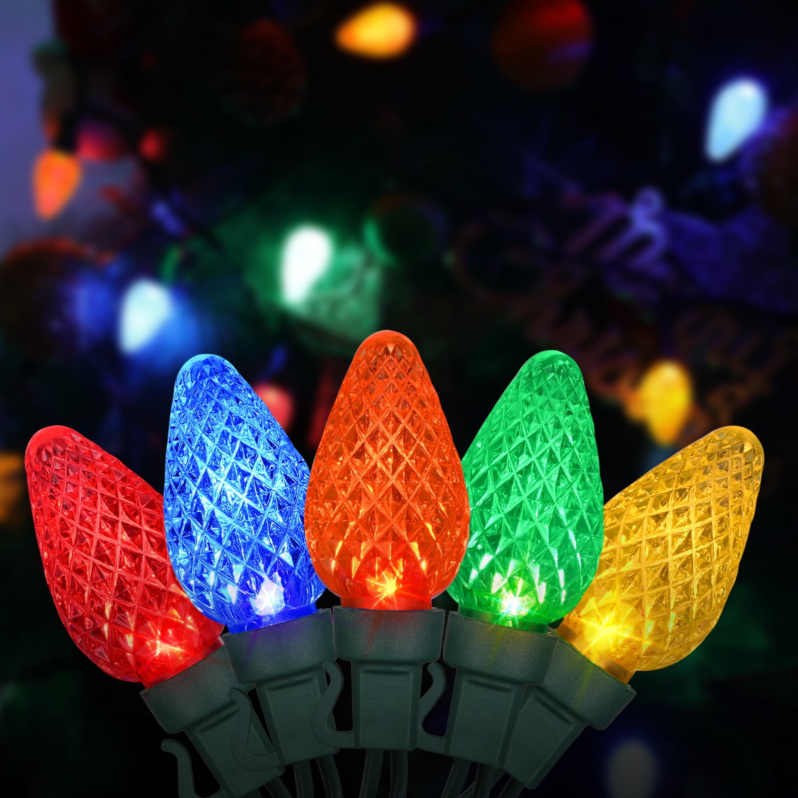 DEWENWILS C7 LED Christmas Lights Outdoor, 33.3ft 50 LED Multi Color ...