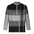 thumbnail image 4 of WREESH Men's Long Sleeve Button V-Casual Shirt in Color Block a Trendy Longsleeve Top with a Unique Color Scheme Gray, 4 of 5