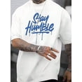 thumbnail image 2 of Stay Humble Blue Letter Pattern-Shirt, Men's Everyday Cotton-Shirt, 220g Cotton, Comfortable, Running Errands,Lounging,Outdoor Fun 2026 Summer Fashion, 2 of 7