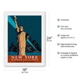 thumbnail image 2 of New York USA - The Wonder City of the World - Statue of Liberty - Travel by Train - Vintage Railroad Travel Poster by Adolph Treidler c.1927 - Japanese Unryu Rice Paper Art Print (Unframed) 18 x 24 in, 2 of 4