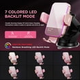 thumbnail image 2 of Wireless Car Charger,【7 Colored LED Backlit】 15W Auto Clamping Car Charger Phone Mount Holder fit for iPhone 14 13 12 Mini Pro Max 11 XR XS, Samsung Galaxy S23 Ultra S22 S21+ S10+ Note 20, etc - Pink, 2 of 18