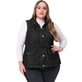 thumbnail image 4 of Chaleco utilitario de talgrande pamujer, ligero, sin mangas, anorak, cargo, con cordón, chaquede mezclilvaqueNegro 3X, 4 of 5