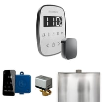 Mr Steam ButlerFlex Steam Shower Ctrl Pkg w/TempoFlex Control and Steamhead in White Satin Steel