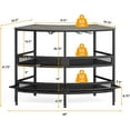 thumbnail image 2 of 3 Tier Bar Unit, Bar Counter with Storage Shelves and Stemware Holder with Footrest for Home Pub, Black Rustic Gray, 2 of 5