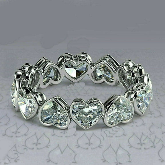 2Ct Heart Cut Simulated Diamond Wedding Band Ring 14K White Gold Plated