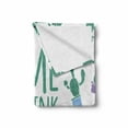 thumbnail image 2 of Tequila Soft Flannel Fleece Throw Blanket, Time to Drink Words with Simple Cacti in Pots, Cozy Plush for Indoor and Outdoor Use, 70" x 90", Sea Green Multicolor, by Ambesonne, 2 of 6