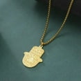thumbnail image 2 of Fatima's Hand Lotus Pendant Necklace Stainless Steel Amulet Jewelry Gift, 2 of 9