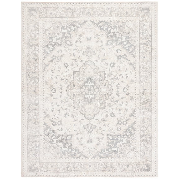 SAFAVIEH Restoration Vintage April Medallion Area Rug, Grey/Ivory, 8' x 10'