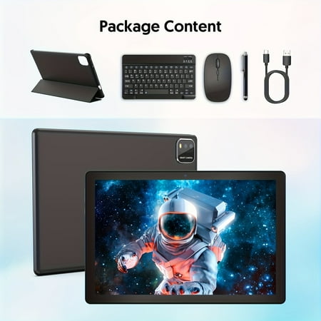 10" Android 14 2-in-1 Tablet - 6GB RAM(3+3)+64GB ROM(1TB Expand), 6000mAh, 1280x800 FHD IPS, Dual Camera, WiFi, Optional Keyboard/Case/Stylus