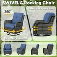 thumbnail image 3 of PARKWELL Patio Rocking Swivel Cushioned Chairs Set of 2,Wicker Glider Rocker for Porch Balcony Backyard Apartment,Blue, 3 of 8