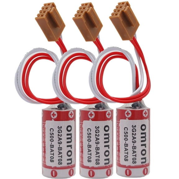 3 PCS ER17/33 PLC Batterywith Brown JAE2.5mm-4P Plug for 3G2A9-BAT08 C500-BAT08 PLC Battery (ER17/33 2/3A 3.6V 1600mAh)