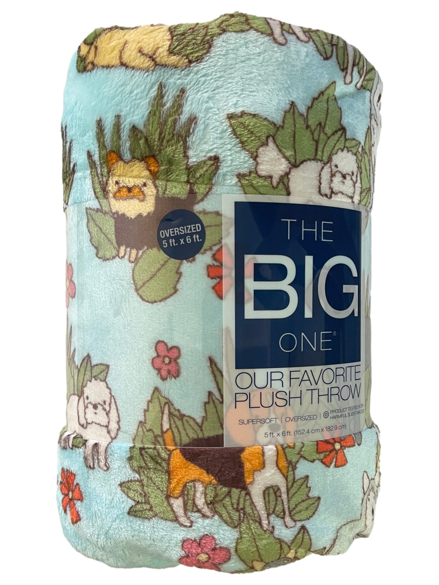The Big One Oversized Plush Blue Puppy Dogs Throw Blanket Microplush - 5ft x 6ft