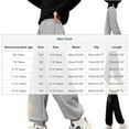 thumbnail image 3 of Ecqkame Teens Girls Wide Leg Sweatpants High Waisted Baggy Joggers Drawstring Trousers Solid Color Versatile Casual Sports Pant 1-15 Years Black 9-10 Year, 3 of 7