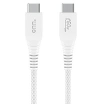 Onn USB2.0 Type C to C Fast Charging Cable for iPhone 15, Samsung Galaxy, White, Single Pack