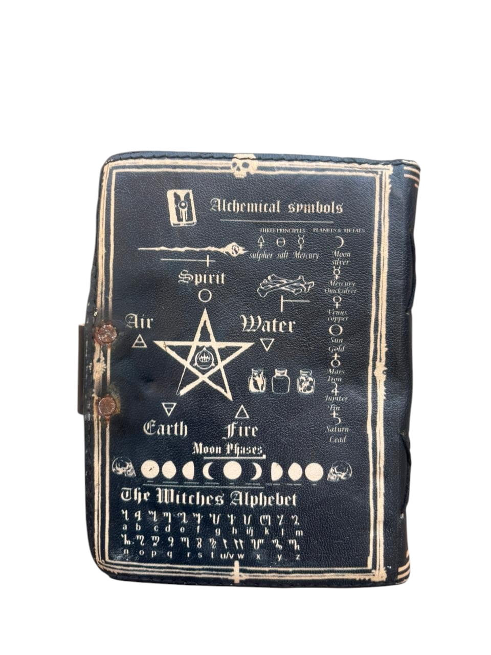 Handmade Leather Gothic Journal with Lock – Bat & Dark Art Design Vintage Deckle Edge Notebook (5x7 Inch, 200 Pages) – Rustic Diary Sketchbook