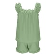 thumbnail image 6 of Helii Women's 2 Piece Pajama Set Cute Ruffle Trim Sleeveless Tank Top and Shorts Soft Lightweight Breathable Sleepwear Loungewear Shorts Set for Summer Sleeping Casual Lounge Solid Color, 6 of 8
