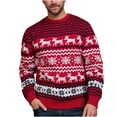 thumbnail image 2 of BONIXOOM Mens Sweater Baggy Fit Sweater Cardigan Christmas Crew Neck Mens Cardigan Sweater Red L(US:8), 2 of 8