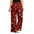 thumbnail image 4 of Pajama Pants, Sleepwear, Casual Drawstring Elastic Waist Pants, Comfortable Straight-leg Loose Pants with Christmas Print, Fashionable Home Bottoms for Adults, Red, S, 4 of 4