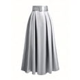 thumbnail image 7 of Women's Vintage Style Midi Skirt with Hidden Side Pockets and Flared Hem, Soft Stretch Fabric for All Day Comfort Gray L, 7 of 7